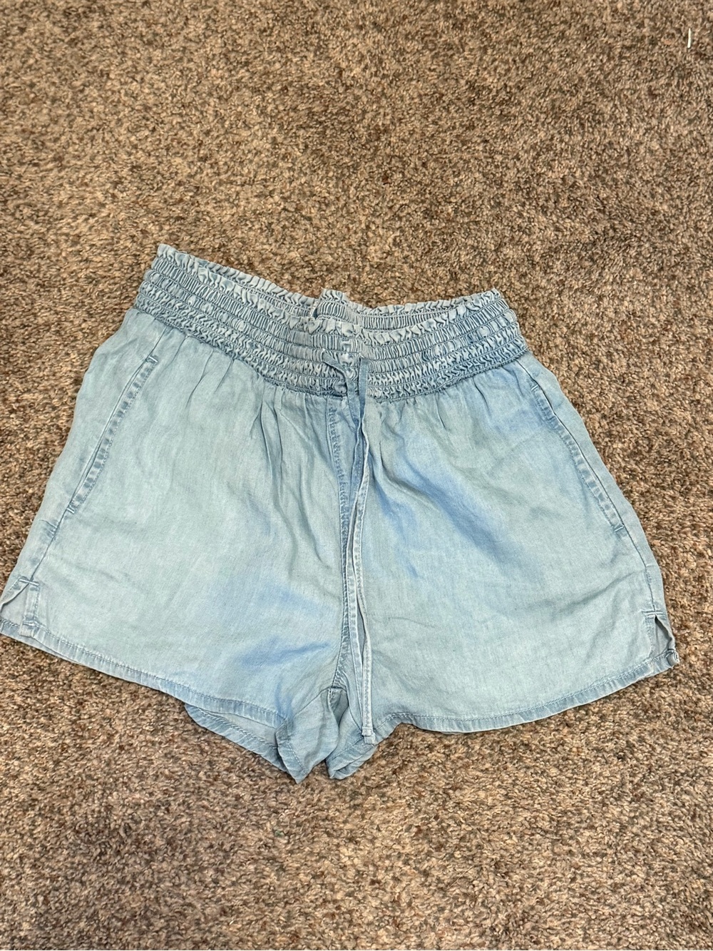 Light Blue Smocked Waist Women’s Shorts
